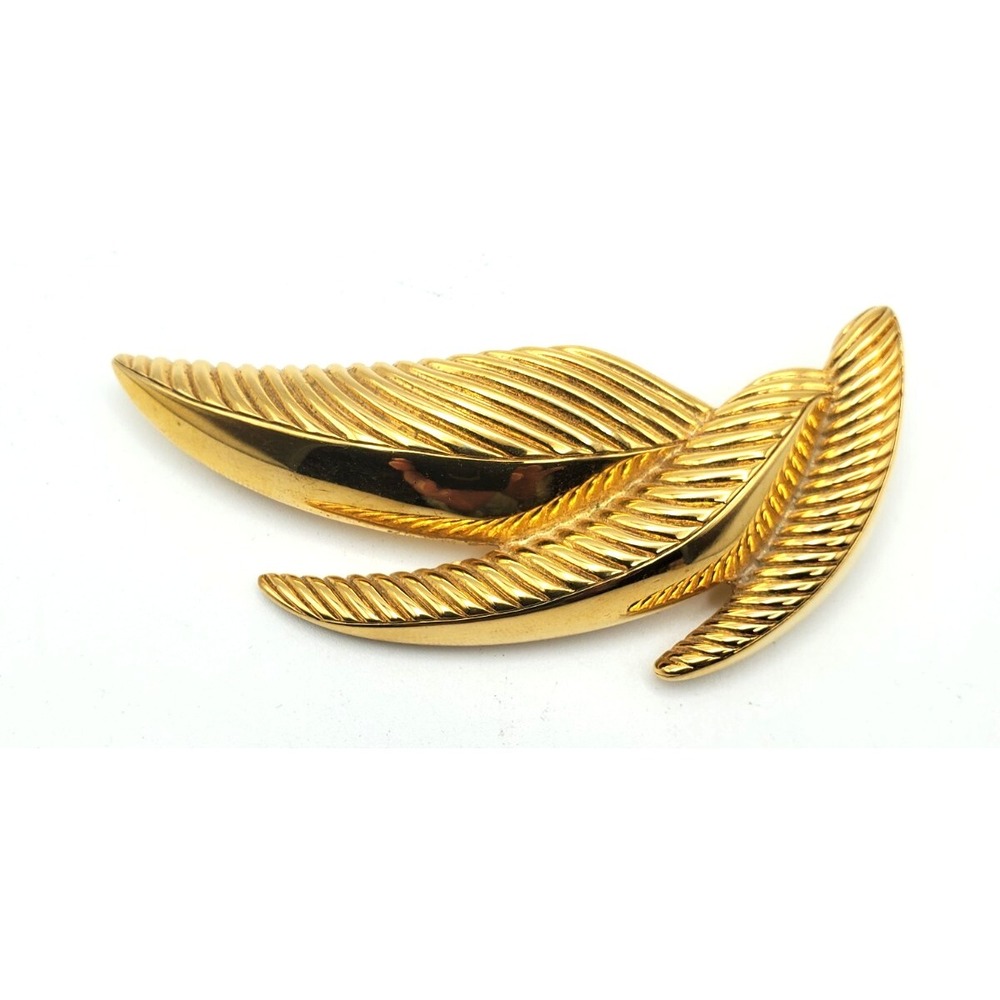 Vintage Monet Large Modernist‎ Gold Leaf Brooch Pin